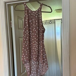 Polka Dot Sleeveless Top - Brown and White